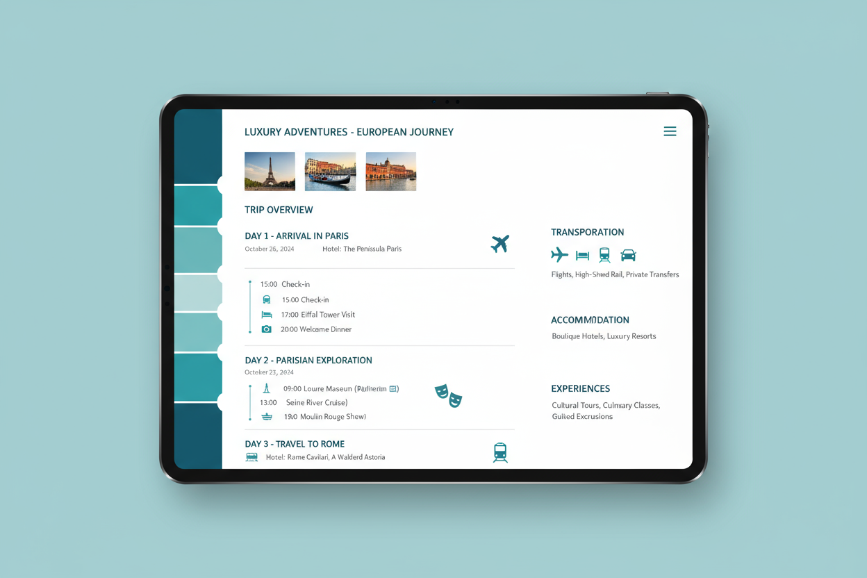 Itinerary for travel booking